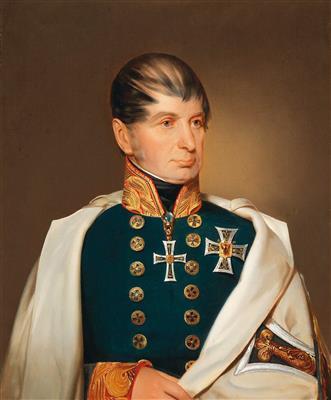Half-length portrait of Archduke Maximilian Joseph of Austria-Este (1782-1863), as Grand Master of the Teutonic Order by 
																			Franz Eybl